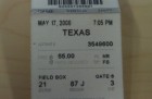 Ticket Stub from game