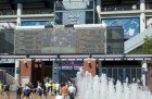 View of Arthur Ashe Stadium from the plaza.